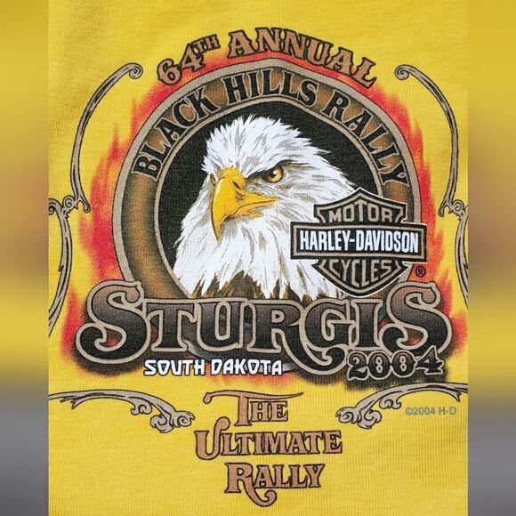 Harley Davidson, Y2K, Orange & Yellow Tie Dye Sturgis T-Shirt - Picture 6 of 6